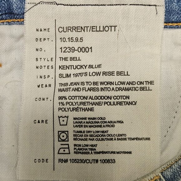 Current/Elliott The Bell Slim 1970s Flare Leg Jeans Size 10 / 30 Kentucky - Picture 7 of 8